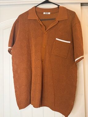 Cobanny Short Sleeve Knit Polo in Rust